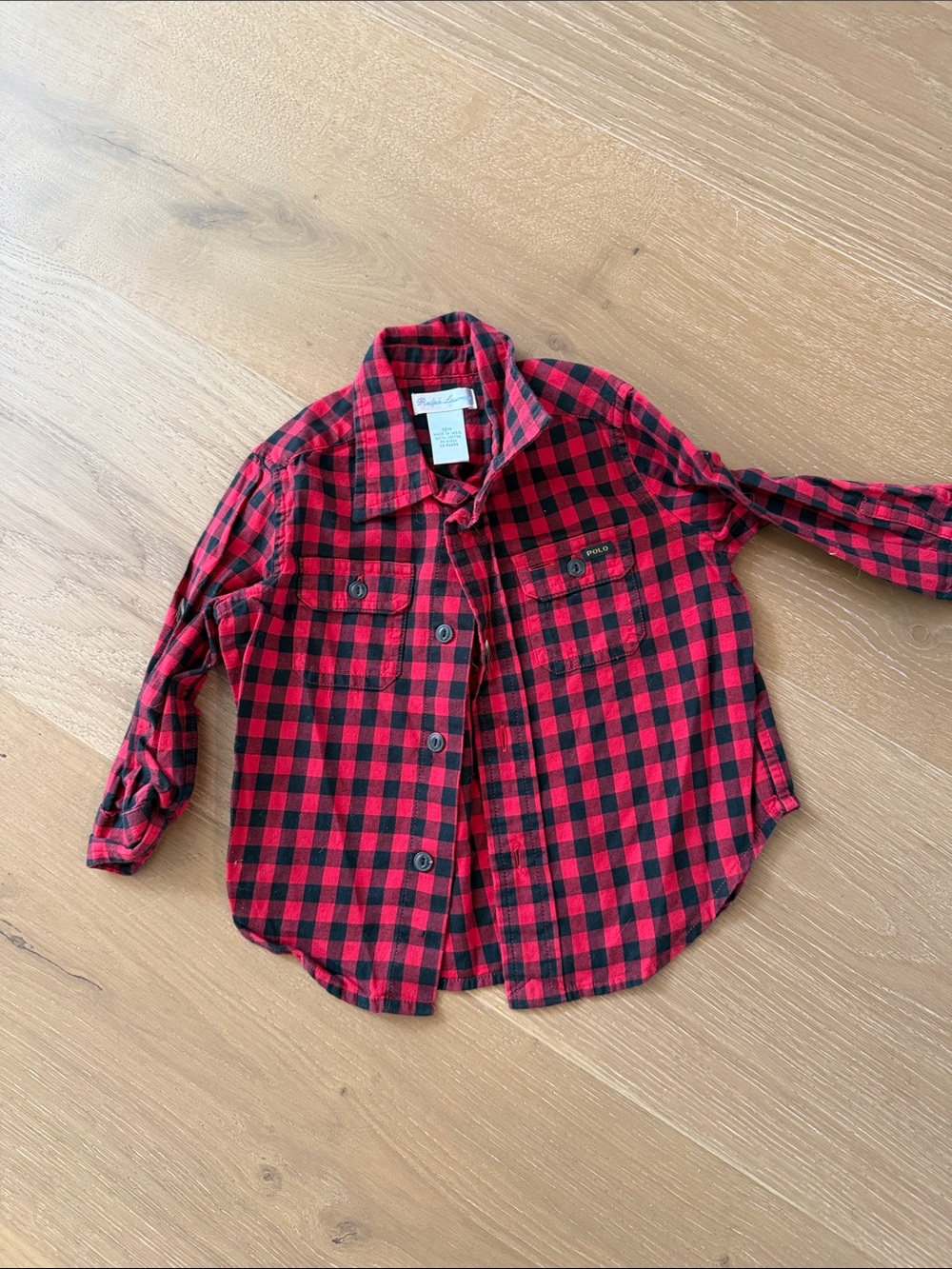 Polo by Ralph Lauren Red and Black Plaid Button-Up Kids Shirt